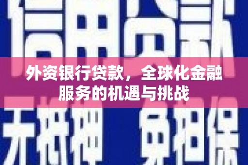 高唐外资银行贷款，全球化金融服务的机遇与挑战